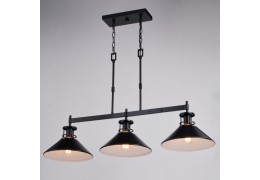 3-Light 36" Linear Rustic Farmhouse Chandelier Black and White