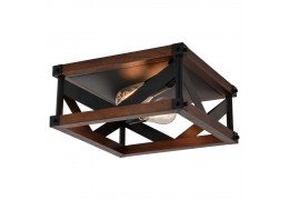 Farmhouse Modern Semi 12" Flush Light Sycamore and Black