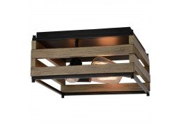 Farmhouse Rustic 3 Light 13" Flush Mount Black and Burnished Maple