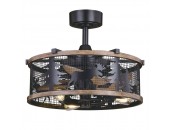 Wyoming Rustic Lodge Cage 21 inch Fan with Moose and Trees