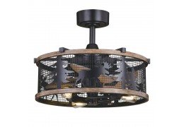 Wyoming Rustic Lodge Cage 21 inch Fan with Moose and Trees