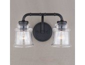 2-Light Black Farmhouse Bathroom Vanity Light