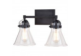 2 Light Farmhouse Black Edison Bathroom Vanity Light