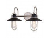 2 Light Matte Black and Nickel Industrial Edison Bathroom Vanity Light/Sconce