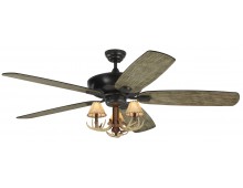 3 Light Antler Ceiling Fan 60 inch Light Blades indoor/outdoor