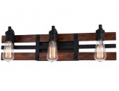 Black and Solid Wood Farmhouse 3-Light Edison Bathroom Vanity Light