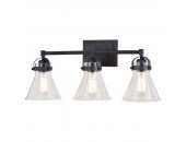 3 Light Farmhouse Black Edison Bathroom Vanity Light