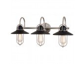 3 Light Matte Black and Nickel Industrial Edison Bathroom Vanity Light/Sconce