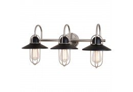 3 Light Matte Black and Nickel Industrial Edison Bathroom Vanity Light/Sconce