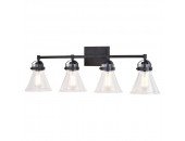 4 Light Farmhouse Black Edison Bathroom Vanity Light