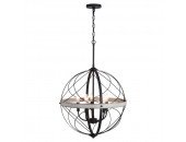 5-Light Rustic Black and White Ash Orb Pendant