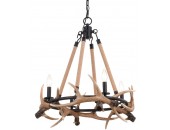 Cast Antler Chandelier 4-Light Aged Iron and Natural Rope