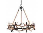Cast Antler Chandelier 6-Light Aged Iron and Natural Rope