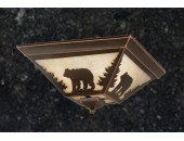 Bear Rustic Outdoor/Indoor Ceiling Light/ Amber Flake Glass