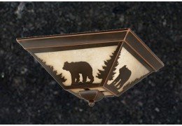 Bear Rustic Outdoor/Indoor Ceiling Light/ Amber Flake Glass