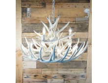 Bone/Ivory White Whitetail 15 Cast Cascade Antler Chandelier 