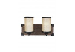 Cerused Oak Steel 2 Light Vintage Farmhouse Bathroom Vanity or Sconce