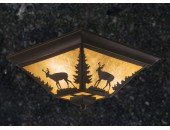 Deer Rustic Outdoor/Indoor Ceiling Light/ Amber Flake Glass