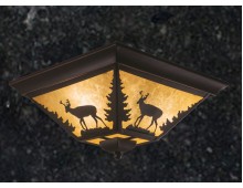Deer Rustic Outdoor/Indoor Ceiling Light/ Amber Flake Glass