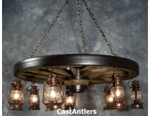 Hanging Lantern 42 inch Western Wagon Wheel Chandelier