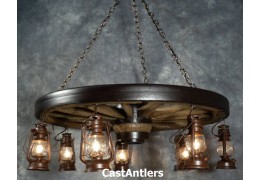 Hanging Lantern 42 inch Western Wagon Wheel Chandelier