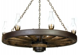 Lantern Western 42 inch Wagon Wheel Chandelier