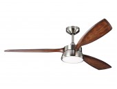 Mid Century Modern 57 inch Outdoor/Indoor Downlight Rustic Ceiling Fan Brushed Steel