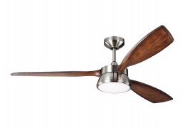 Mid Century Modern 57 inch Outdoor/Indoor Downlight Rustic Ceiling Fan Brushed Steel