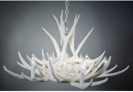 **Pure White** Mule Deer 9 Cast Antler Chandelier 