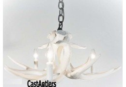 **Pure White** Whitetail 3 Cast Antler Chandelier/Pendant