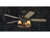 Rustic Aged Pewter Ceiling Fan - 52 inch 3-Light Antler Indoor Farmhouse Cabin