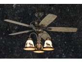 Rustic Ceiling Fan - 52 inch Wilderness w/ Light Kit Aged Pewter