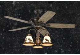 Rustic Ceiling Fan - 52 inch Wilderness w/ Light Kit Aged Pewter