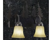 Rustic Pine Tree 2-Light Bathroom Vanity Light