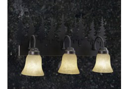 Rustic Pine Tree 3-Light Bathroom Vanity Light