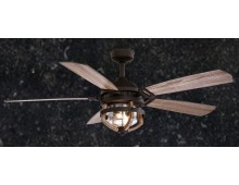 Vintage Edison 54 inch Ceiling Fan Matte Black with Rustic Oak