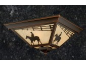 Western Outdoor/Indoor Ceiling Light/ Amber Flake Glass