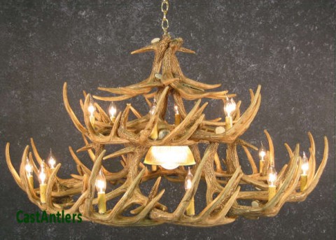 Whitetail 30 Cast Antler Chandelier w/ Downlight  