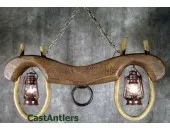 Reproduction Single Ox Yoke 2 lantern light (rusty antique finish)