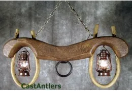 Reproduction Single Ox Yoke 2 lantern light (rusty antique finish)