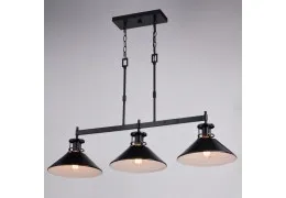 3-Light 36" Linear Rustic Farmhouse Chandelier Black and White