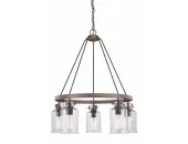 5-Light Textured Bronze Rustic Farmhouse Chandelier