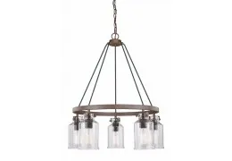 5-Light Textured Bronze Rustic Farmhouse Chandelier