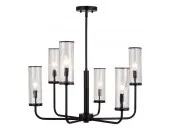 6-Light 28" Rustic Farmhouse Black Chandelier