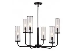 6-Light 28" Rustic Farmhouse Black Chandelier