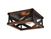 Farmhouse Modern Semi 12" Flush Light Sycamore and Black