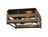 Farmhouse Rustic 3 Light 13" Flush Mount Black and Burnished Maple