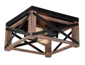 Farmhouse Rustic Flush 12" Mount Oak with Bronze