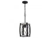 1-Light Rustic Black and White Ash Pendant