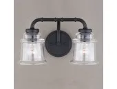 2-Light Black Farmhouse Bathroom Vanity Light